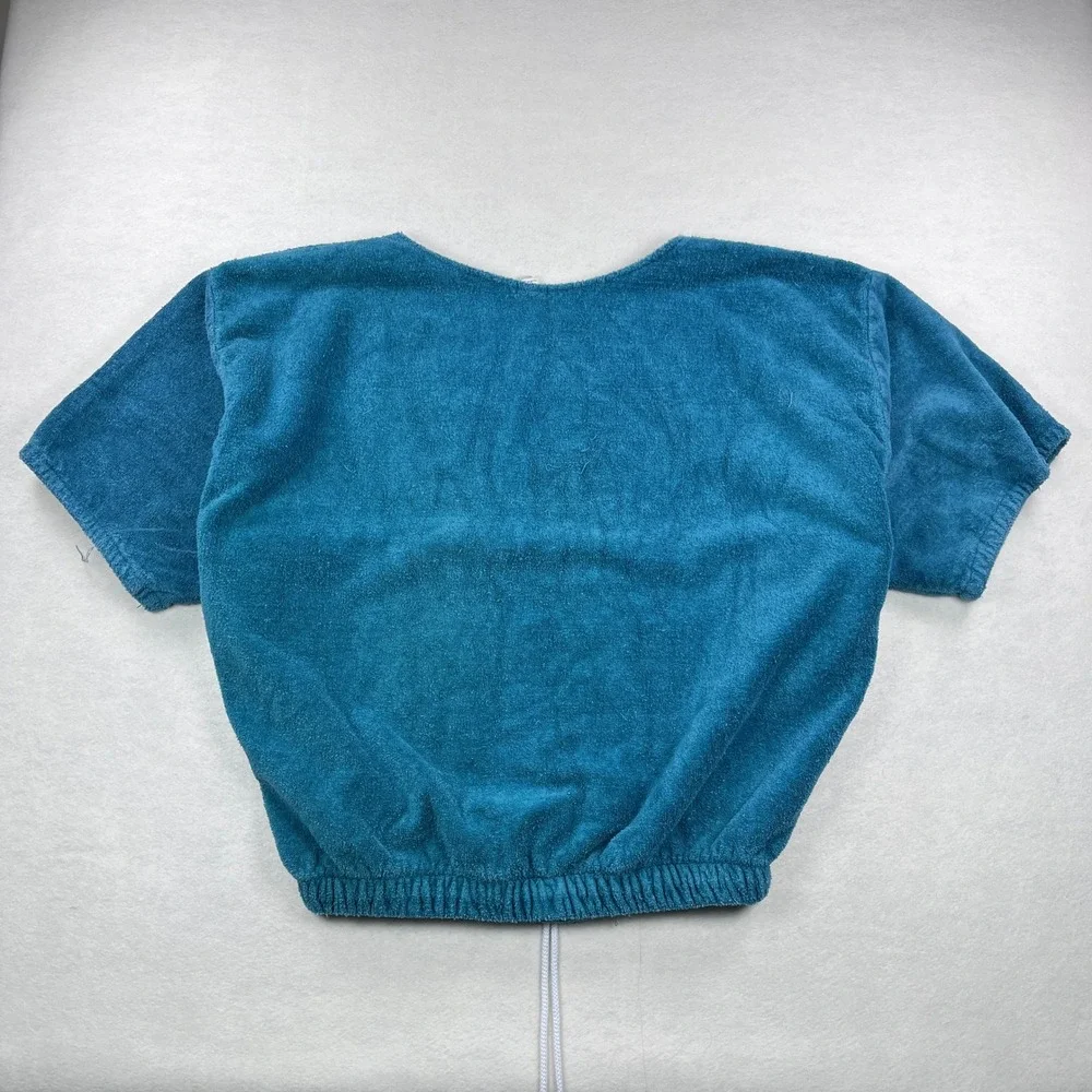 Vintage Body Alive Terry Cloth Gym Top XL Teal Blue Made in USA Bodybuilding 80s - Picture 8 of 10